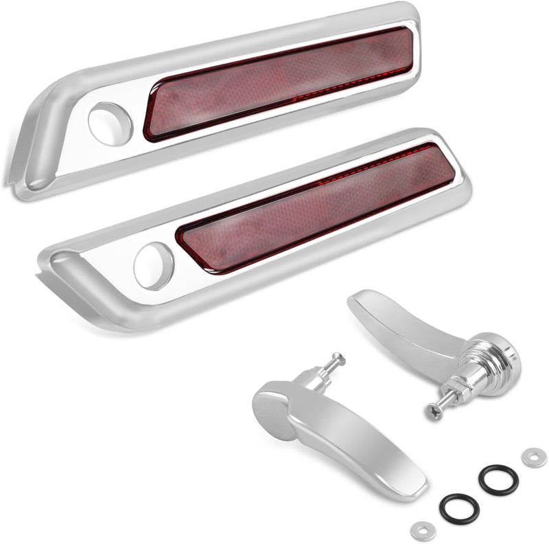 SWESGI Saddle Bag Lid Hinge Covers and Saddlebag Lid Lifters Lever Latch Kit Fit for Harley Touring Street Glide Electra Glide 2014-2024 (Lever C+Reflectors R) - Image 1